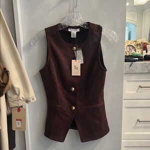 Dark Brown Vest with Gold Accents